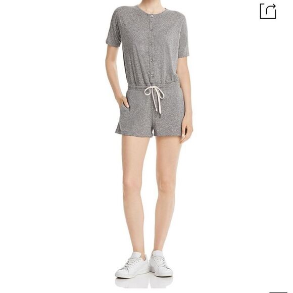 n:philanthropy Finn button romper in heather gray - Picture 1 of 9